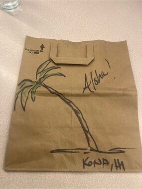 Art 🖼️ from Kona Hawaii! Palm tree in shopping bag. Signed by Artist.
